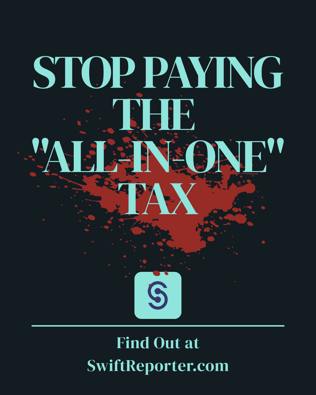 SwiftReporter graphic for home inspectors reading “Stop Paying the All-in-One Tax,” promoting affordable home inspection software at SwiftReporter.com