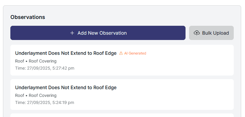 Bulk Upload tool screenshot