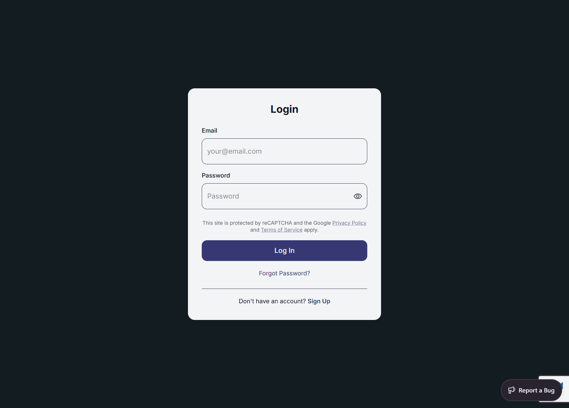 SwiftReporter login screen