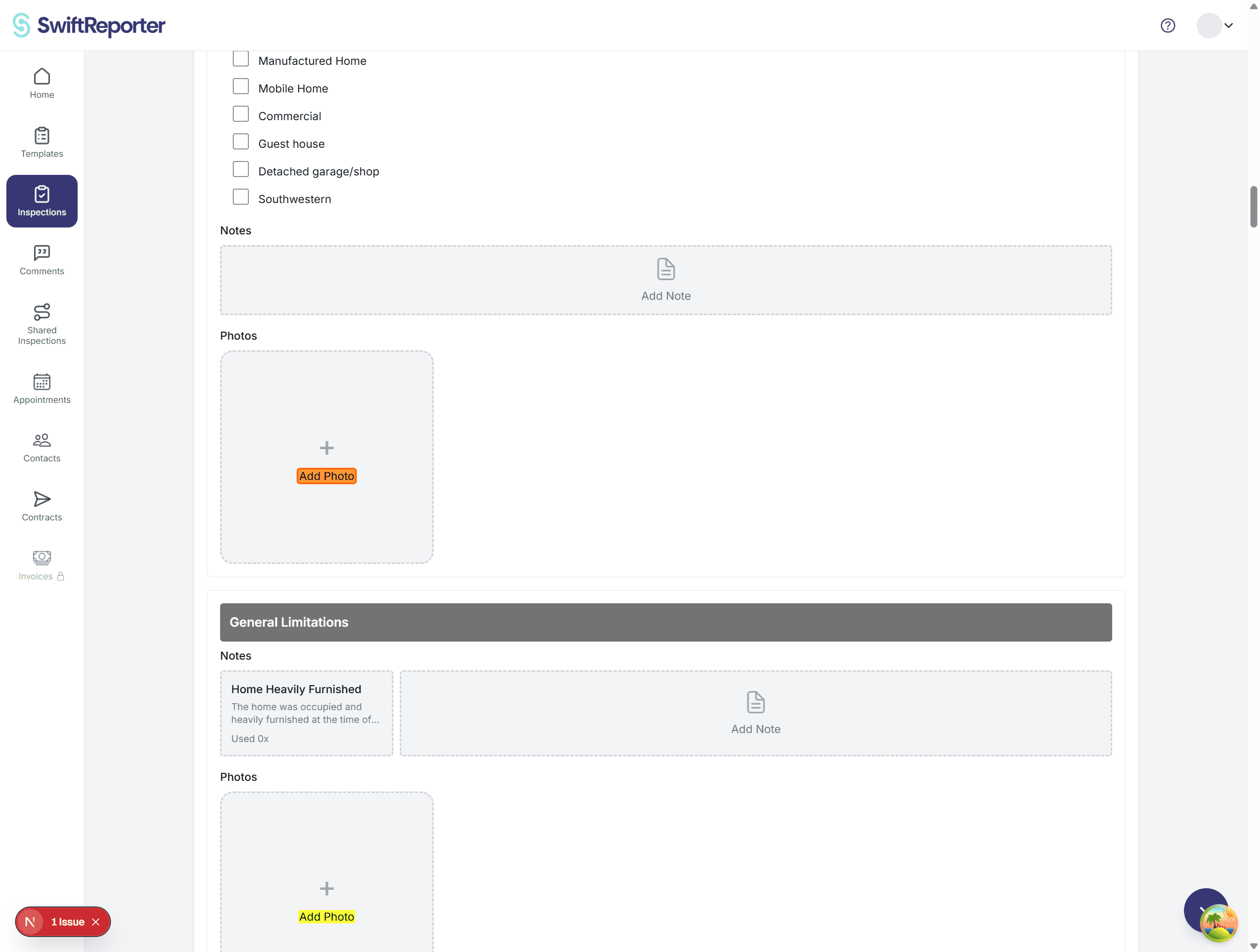 SwiftReporter adding photos