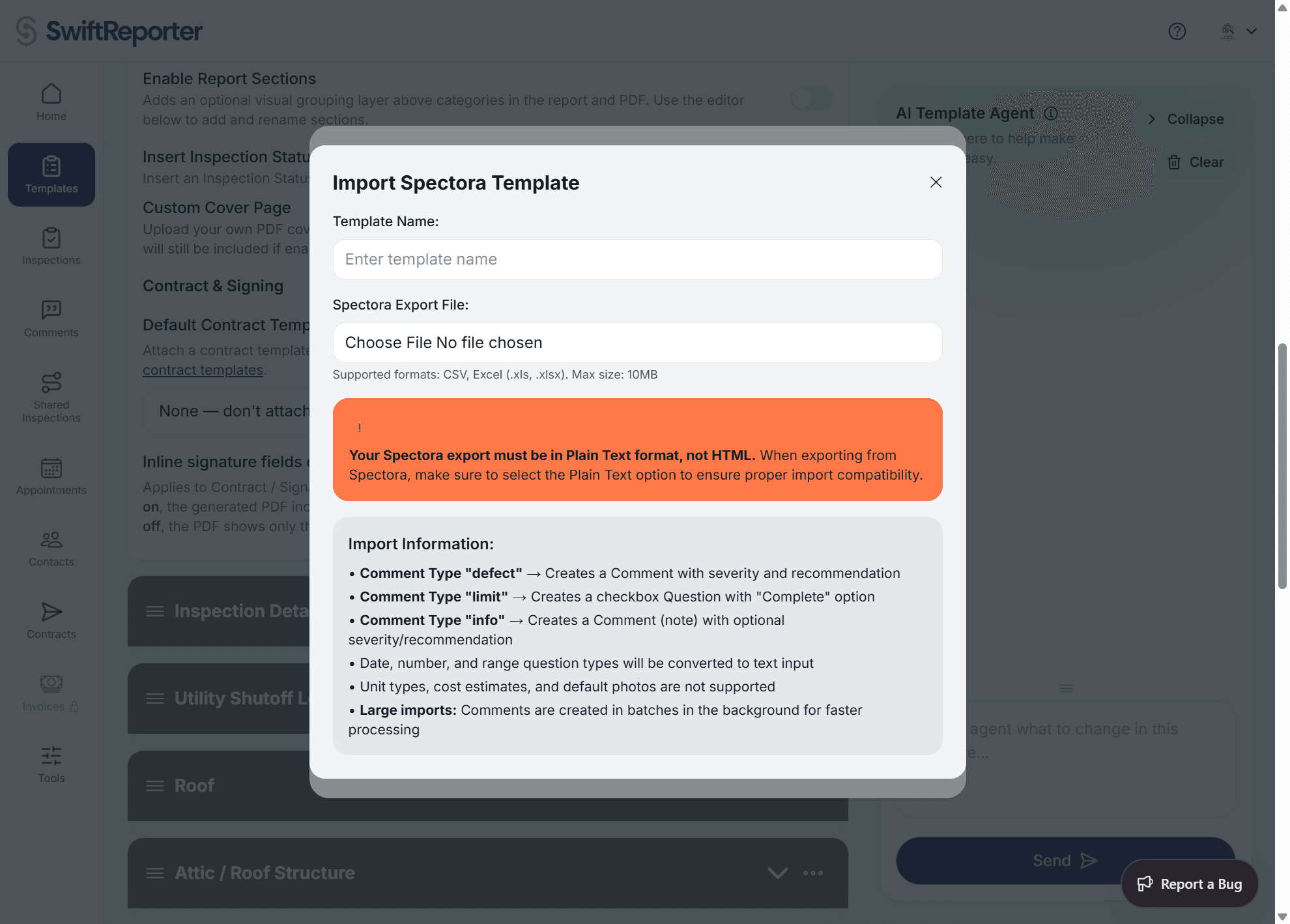 SwiftReporter import Spectora templates