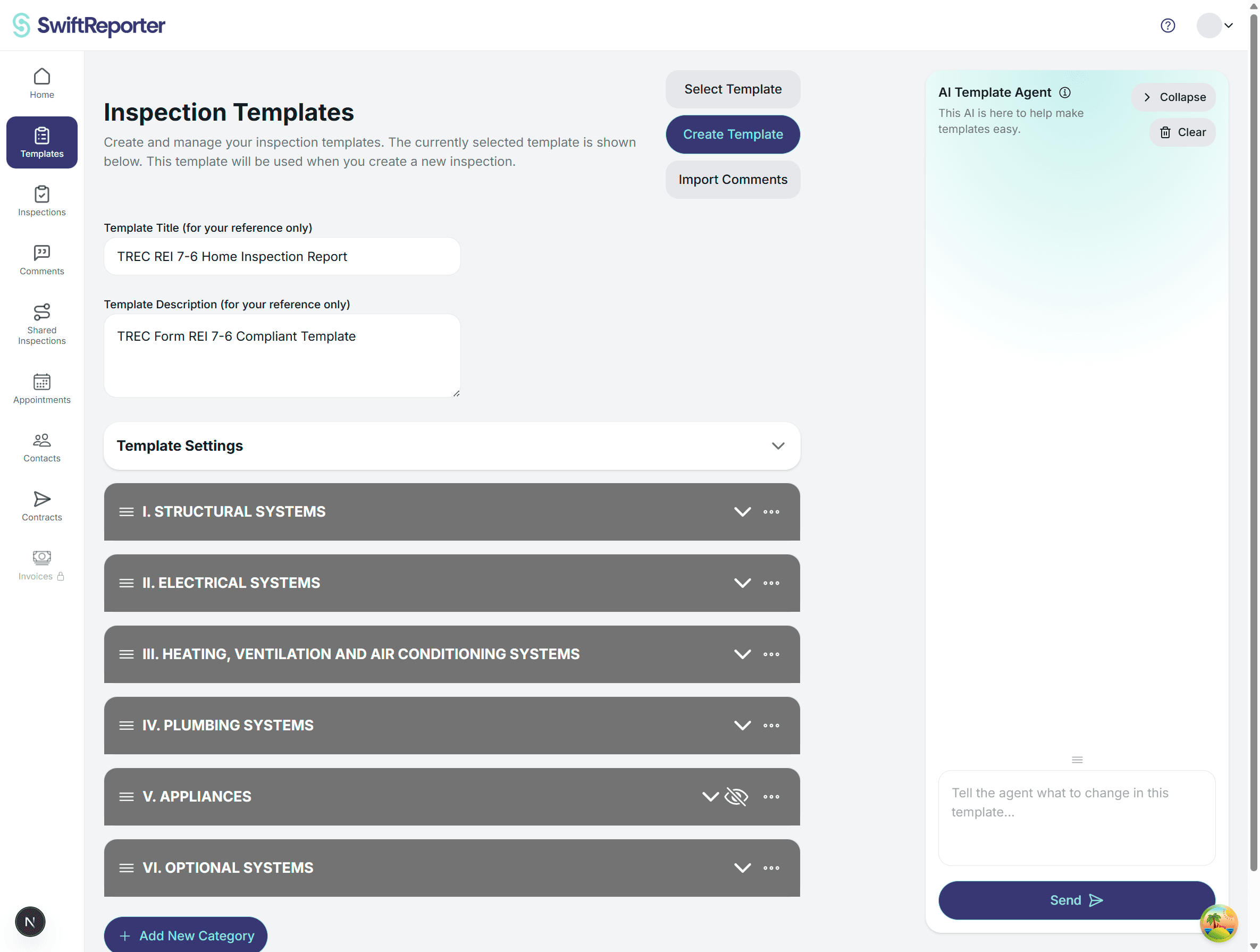 SwiftReporter editing templates