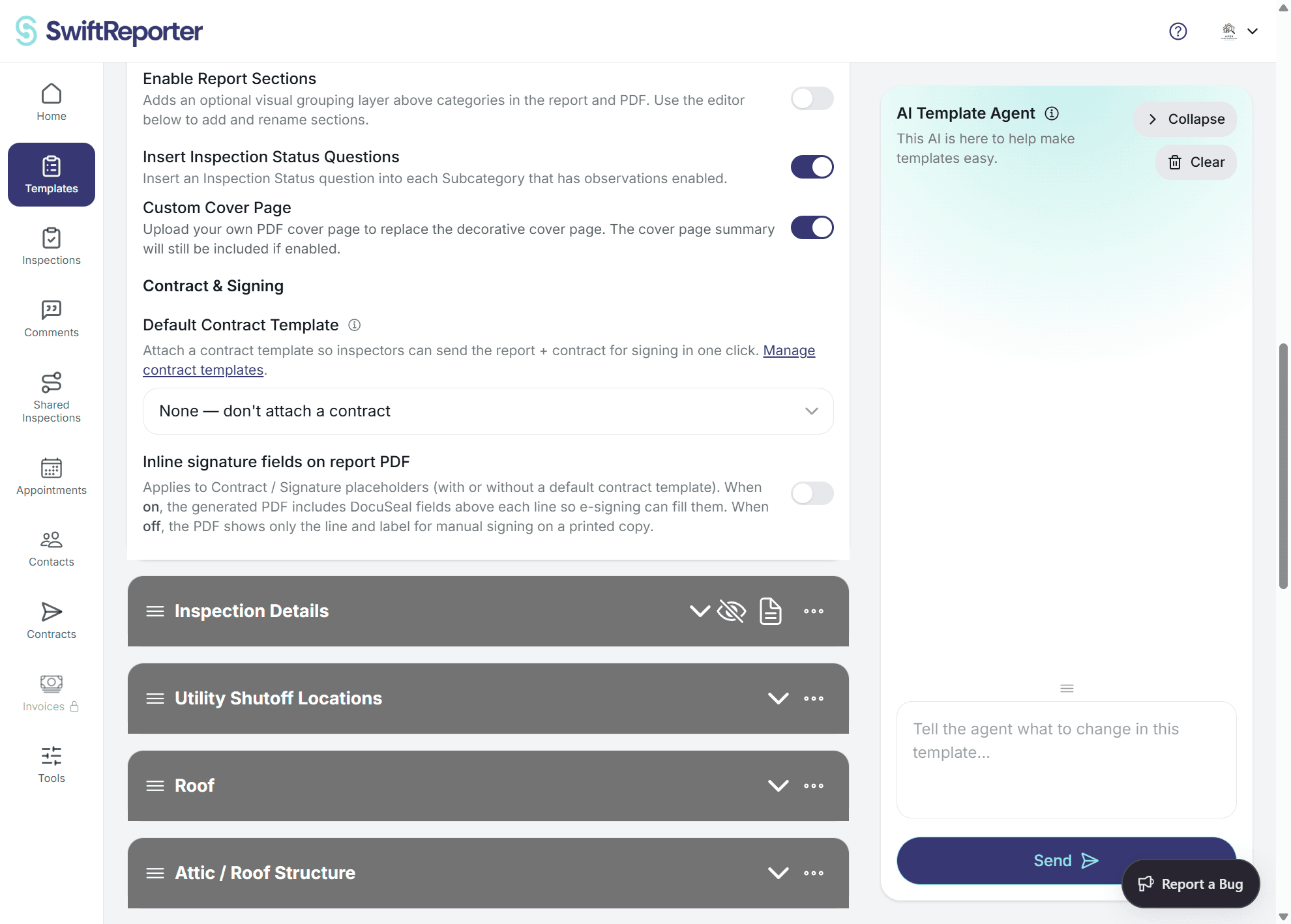 SwiftReporter inspection status questions
